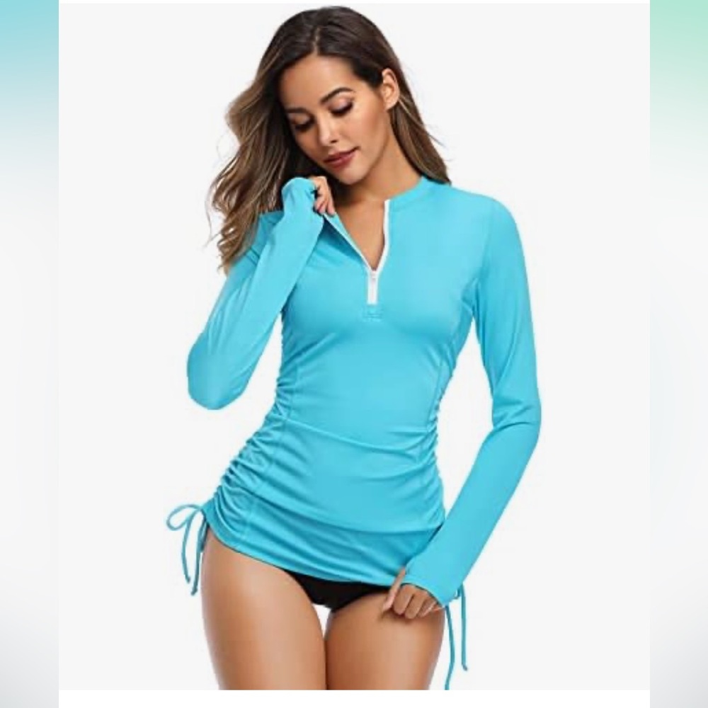 Chama Long Sleeve UV Sun Protection Rash Guard Side Adjustable Wetsuit  Top